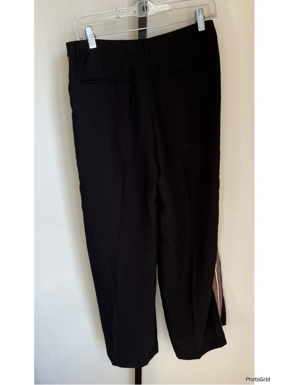 Nordstrom Trouvé Black Pants Brown Side Stripe Size 4 - Picture 3 of 3